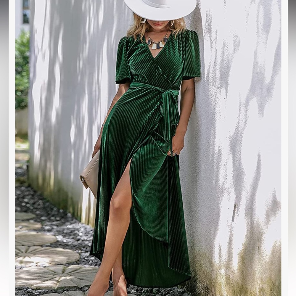 NWT- Simplee- M. Velvet Striped Wrap Dress